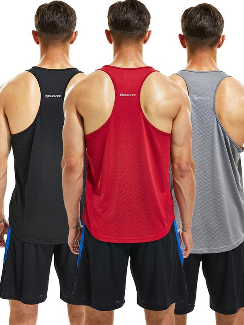 Men'S Letter Print round Neck Sports Tank Top, Loose Sporty Breathable Quick Drying Racerback Tank Top, Gym Clothes