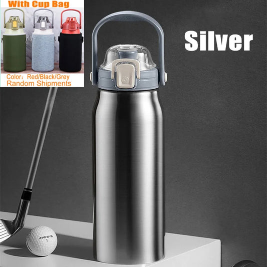 2L Tumbler Thermo Bottle Large Capacity with Straw Stainless Steel Thermal Water Bottle Cold and Hot Thermo Cup Vacuum Flask Gym