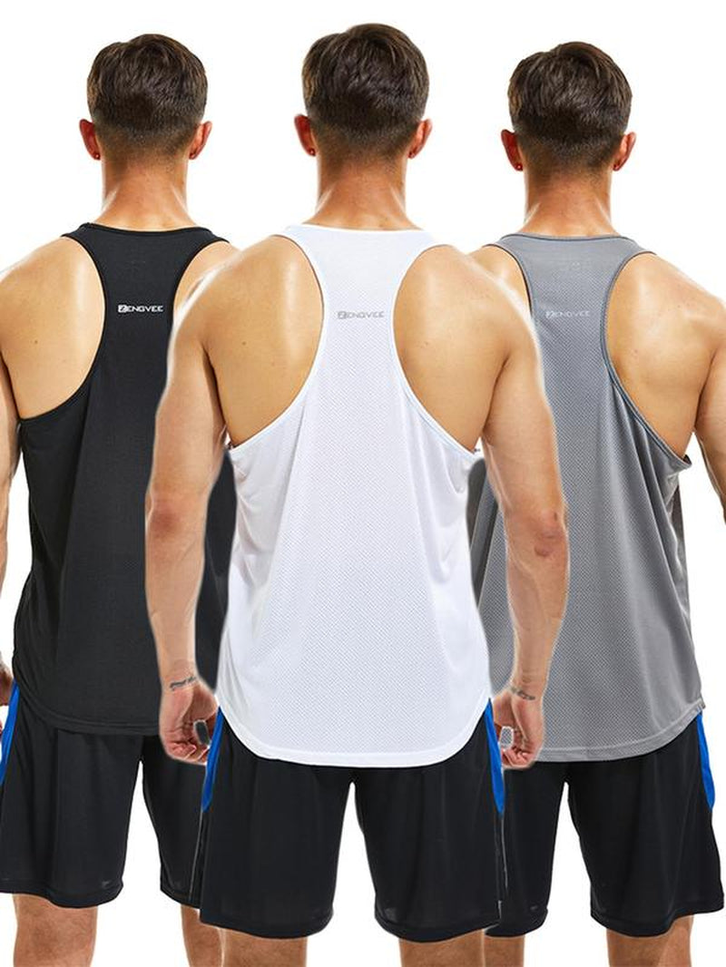 Men'S Letter Print round Neck Sports Tank Top, Loose Sporty Breathable Quick Drying Racerback Tank Top, Gym Clothes