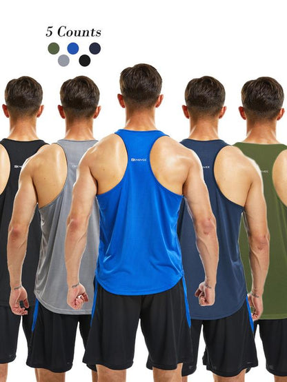 Men'S Letter Print round Neck Sports Tank Top, Loose Sporty Breathable Quick Drying Racerback Tank Top, Gym Clothes