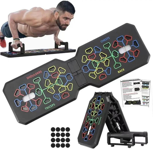 T-Shaped Push up Board, 1 Set Collapsible Push up Training Mat & Handle & Non-Slip Sticker, Home Gym Push up Bar for Chest Abdominal Muscle Training, Christmas Gift