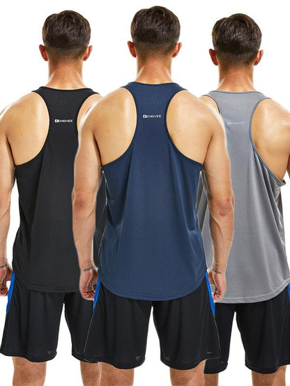 Men'S Letter Print round Neck Sports Tank Top, Loose Sporty Breathable Quick Drying Racerback Tank Top, Gym Clothes