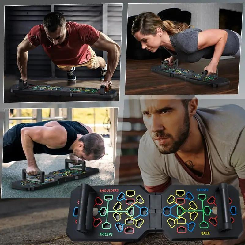 T-Shaped Push up Board, 1 Set Collapsible Push up Training Mat & Handle & Non-Slip Sticker, Home Gym Push up Bar for Chest Abdominal Muscle Training, Christmas Gift