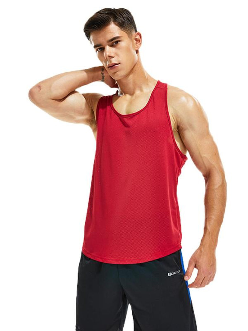 Men'S Letter Print round Neck Sports Tank Top, Loose Sporty Breathable Quick Drying Racerback Tank Top, Gym Clothes